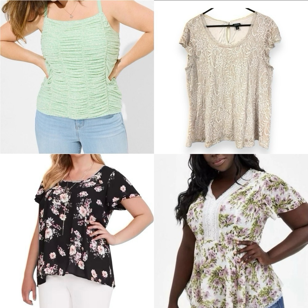 Bundle lot Torrid 2X short sleeve floral lace summer spring blouse top romantic